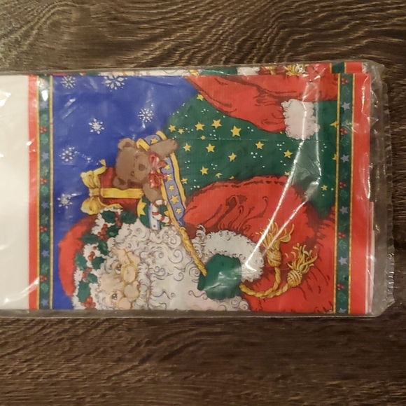 VTG AMSCAN Holiday Santa PAPER Tablecover- Made in USA - Brand New - Picture 2 of 4